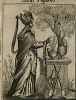 An illustration from Historia deorum fatidicorum, vatum sybillarum, phoebadum, apud priscos illustrium : cum eorum iconibus : praeposita est disertatio de divinatione & oraculis (1680)