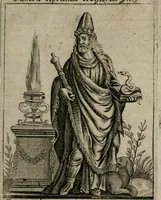 An illustration from Historia deorum fatidicorum, vatum sybillarum, phoebadum, apud priscos illustrium : cum eorum iconibus : praeposita est disertatio de divinatione & oraculis (1680)