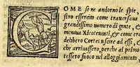 An illustration from Historia di Mexico, et quando si discoperse la nuoua Hispagne, conquistata per illustriss. et ualoroso principe. don Ferdinando Cortese marchese del Valle. (1556)