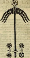 An illustration from Historiae Anglicanae Scriptores X, Simeon Monachus Dunelmensis : Johannes Prior Hagustaldensis. Ricardus Prior Hagustaldensis. Ailredus Abbas Rievallensis. Radulphus de Diceto Londoniensis. Johannes Brompton Jornallensis. Garvasius Monachus Dorobornensis. Thomas Stubbs Dominicanus. Guilielmus Thorn Cantuariensis. Henricus Knighton Leicestrensis. Ex vetustis manuscriptis, Nunc primùm in Lucem editi. Adjectis Variis Lectionius, Glossario, Indicèque copioso (1652)