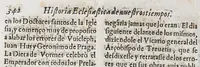 An illustration from Historia eclesiastica de nuestros tiempos, : que es compendio de los excelentes frutos que en ellos el estado eclesiastico y sagradas religiones han hecho y hazen, en la conuersion de idolatras y reducion de hereges. Y de los ilustres martirios de varones apostolicos, que en esta heroicas empressas han padecido. (1611)