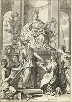 An illustration from Historia genealogica da casa real portugueza : desde a sua origem até o presente, com as familias illustres, que precedem dos reys, e dos serenissimos duques de Bragança ... (1735)