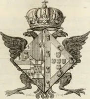 An illustration from Historia genealogica da casa real portugueza : desde a sua origem até o presente, com as familias illustres, que precedem dos reys, e dos serenissimos duques de Bragança ... (1735)