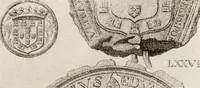 An illustration from Historia genealogica da casa real portugueza : desde a sua origem até o presente, com as familias illustres, que precedem dos reys, e dos serenissimos duques de Bragança ... (1735)