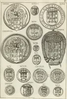 An illustration from Historia genealogica da casa real portugueza : desde a sua origem até o presente, com as familias illustres, que precedem dos reys, e dos serenissimos duques de Bragança ... (1735)