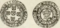 An illustration from Historia genealogica da casa real portugueza : desde a sua origem até o presente, com as familias illustres, que precedem dos reys, e dos serenissimos duques de Bragança ... (1735)