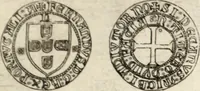 An illustration from Historia genealogica da casa real portugueza : desde a sua origem até o presente, com as familias illustres, que precedem dos reys, e dos serenissimos duques de Bragança ... (1735)