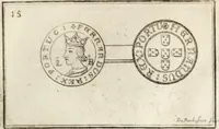 An illustration from Historia genealogica da casa real portugueza : desde a sua origem até o presente, com as familias illustres, que precedem dos reys, e dos serenissimos duques de Bragança ... (1735)