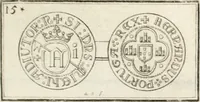 An illustration from Historia genealogica da casa real portugueza : desde a sua origem até o presente, com as familias illustres, que precedem dos reys, e dos serenissimos duques de Bragança ... (1735)