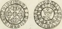 An illustration from Historia genealogica da casa real portugueza : desde a sua origem até o presente, com as familias illustres, que precedem dos reys, e dos serenissimos duques de Bragança ... (1735)