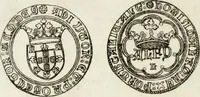 An illustration from Historia genealogica da casa real portugueza : desde a sua origem até o presente, com as familias illustres, que precedem dos reys, e dos serenissimos duques de Bragança ... (1735)