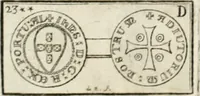 An illustration from Historia genealogica da casa real portugueza : desde a sua origem até o presente, com as familias illustres, que precedem dos reys, e dos serenissimos duques de Bragança ... (1735)