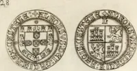 An illustration from Historia genealogica da casa real portugueza : desde a sua origem até o presente, com as familias illustres, que precedem dos reys, e dos serenissimos duques de Bragança ... (1735)