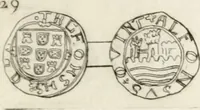 An illustration from Historia genealogica da casa real portugueza : desde a sua origem até o presente, com as familias illustres, que precedem dos reys, e dos serenissimos duques de Bragança ... (1735)