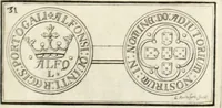 An illustration from Historia genealogica da casa real portugueza : desde a sua origem até o presente, com as familias illustres, que precedem dos reys, e dos serenissimos duques de Bragança ... (1735)