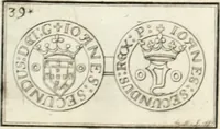 An illustration from Historia genealogica da casa real portugueza : desde a sua origem até o presente, com as familias illustres, que precedem dos reys, e dos serenissimos duques de Bragança ... (1735)
