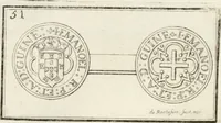 An illustration from Historia genealogica da casa real portugueza : desde a sua origem até o presente, com as familias illustres, que precedem dos reys, e dos serenissimos duques de Bragança ... (1735)