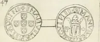 An illustration from Historia genealogica da casa real portugueza : desde a sua origem até o presente, com as familias illustres, que precedem dos reys, e dos serenissimos duques de Bragança ... (1735)