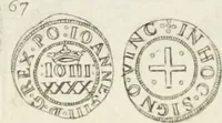 An illustration from Historia genealogica da casa real portugueza : desde a sua origem até o presente, com as familias illustres, que precedem dos reys, e dos serenissimos duques de Bragança ... (1735)