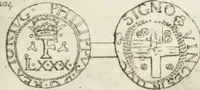 An illustration from Historia genealogica da casa real portugueza : desde a sua origem até o presente, com as familias illustres, que precedem dos reys, e dos serenissimos duques de Bragança ... (1735)