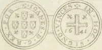 An illustration from Historia genealogica da casa real portugueza : desde a sua origem até o presente, com as familias illustres, que precedem dos reys, e dos serenissimos duques de Bragança ... (1735)