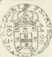 An illustration from Historia genealogica da casa real portugueza : desde a sua origem até o presente, com as familias illustres, que precedem dos reys, e dos serenissimos duques de Bragança ... (1735)