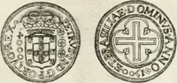 An illustration from Historia genealogica da casa real portugueza : desde a sua origem até o presente, com as familias illustres, que precedem dos reys, e dos serenissimos duques de Bragança ... (1735)