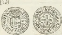 An illustration from Historia genealogica da casa real portugueza : desde a sua origem até o presente, com as familias illustres, que precedem dos reys, e dos serenissimos duques de Bragança ... (1735)