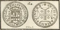 An illustration from Historia genealogica da casa real portugueza : desde a sua origem até o presente, com as familias illustres, que precedem dos reys, e dos serenissimos duques de Bragança ... (1735)