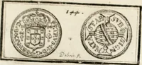An illustration from Historia genealogica da casa real portugueza : desde a sua origem até o presente, com as familias illustres, que precedem dos reys, e dos serenissimos duques de Bragança ... (1735)