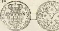 An illustration from Historia genealogica da casa real portugueza : desde a sua origem até o presente, com as familias illustres, que precedem dos reys, e dos serenissimos duques de Bragança ... (1735)