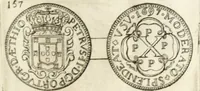 An illustration from Historia genealogica da casa real portugueza : desde a sua origem até o presente, com as familias illustres, que precedem dos reys, e dos serenissimos duques de Bragança ... (1735)