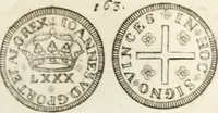 An illustration from Historia genealogica da casa real portugueza : desde a sua origem até o presente, com as familias illustres, que precedem dos reys, e dos serenissimos duques de Bragança ... (1735)