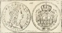 An illustration from Historia genealogica da casa real portugueza : desde a sua origem até o presente, com as familias illustres, que precedem dos reys, e dos serenissimos duques de Bragança ... (1735)
