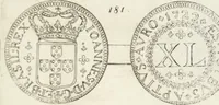 An illustration from Historia genealogica da casa real portugueza : desde a sua origem até o presente, com as familias illustres, que precedem dos reys, e dos serenissimos duques de Bragança ... (1735)