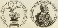 An illustration from Historia genealogica da casa real portugueza : desde a sua origem até o presente, com as familias illustres, que precedem dos reys, e dos serenissimos duques de Bragança ... (1735)