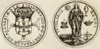 An illustration from Historia genealogica da casa real portugueza : desde a sua origem até o presente, com as familias illustres, que precedem dos reys, e dos serenissimos duques de Bragança ... (1735)