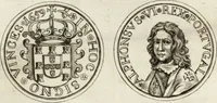 An illustration from Historia genealogica da casa real portugueza : desde a sua origem até o presente, com as familias illustres, que precedem dos reys, e dos serenissimos duques de Bragança ... (1735)
