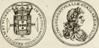 An illustration from Historia genealogica da casa real portugueza : desde a sua origem até o presente, com as familias illustres, que precedem dos reys, e dos serenissimos duques de Bragança ... (1735)