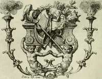 An illustration from Historia genealogica da casa real portugueza : desde a sua origem até o presente, com as familias illustres, que precedem dos reys, e dos serenissimos duques de Bragança ... (1735)