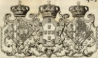 An illustration from Historia genealogica da casa real portugueza : desde a sua origem até o presente, com as familias illustres, que precedem dos reys, e dos serenissimos duques de Bragança ... (1735)