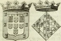 An illustration from Historia genealogica da casa real portugueza : desde a sua origem até o presente, com as familias illustres, que precedem dos reys, e dos serenissimos duques de Bragança (1735)
