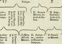 An illustration from Historia genealogica da casa real portugueza : desde a sua origem até o presente, com as familias illustres, que precedem dos reys, e dos serenissimos duques de Bragança (1735)