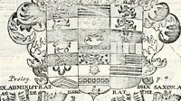 An illustration from Historia insignium illustrium sev Operis heraldici pars specialis : continens delineationem insignium plerorumque regum, ducum principum, comitum & baronum in cultiori Europa, cum explicatione singularum tesserarum, & multis ad familiarum decora titulos atque jura spectantibus, nec non tabulis aeneis scuta galeasq : in opere explicata obtutui exponentibus & indicibus necessariis (1680)