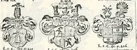 An illustration from Historia insignium illustrium sev Operis heraldici pars specialis : continens delineationem insignium plerorumque regum, ducum principum, comitum & baronum in cultiori Europa, cum explicatione singularum tesserarum, & multis ad familiarum decora titulos atque jura spectantibus, nec non tabulis aeneis scuta galeasq : in opere explicata obtutui exponentibus & indicibus necessariis (1680)