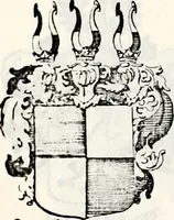 An illustration from Historia insignium illustrium sev Operis heraldici pars specialis : continens delineationem insignium plerorumque regum, ducum principum, comitum & baronum in cultiori Europa, cum explicatione singularum tesserarum, & multis ad familiarum decora titulos atque jura spectantibus, nec non tabulis aeneis scuta galeasq : in opere explicata obtutui exponentibus & indicibus necessariis (1680)