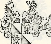 An illustration from Historia insignium illustrium sev Operis heraldici pars specialis : continens delineationem insignium plerorumque regum, ducum principum, comitum & baronum in cultiori Europa, cum explicatione singularum tesserarum, & multis ad familiarum decora titulos atque jura spectantibus, nec non tabulis aeneis scuta galeasq : in opere explicata obtutui exponentibus & indicibus necessariis (1680)