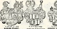 An illustration from Historia insignium illustrium sev Operis heraldici pars specialis : continens delineationem insignium plerorumque regum, ducum principum, comitum & baronum in cultiori Europa, cum explicatione singularum tesserarum, & multis ad familiarum decora titulos atque jura spectantibus, nec non tabulis aeneis scuta galeasq : in opere explicata obtutui exponentibus & indicibus necessariis (1680)