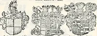 An illustration from Historia insignium illustrium sev Operis heraldici pars specialis : continens delineationem insignium plerorumque regum, ducum principum, comitum & baronum in cultiori Europa, cum explicatione singularum tesserarum, & multis ad familiarum decora titulos atque jura spectantibus, nec non tabulis aeneis scuta galeasq : in opere explicata obtutui exponentibus & indicibus necessariis (1680)