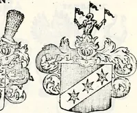 An illustration from Historia insignium illustrium sev Operis heraldici pars specialis : continens delineationem insignium plerorumque regum, ducum principum, comitum & baronum in cultiori Europa, cum explicatione singularum tesserarum, & multis ad familiarum decora titulos atque jura spectantibus, nec non tabulis aeneis scuta galeasq : in opere explicata obtutui exponentibus & indicibus necessariis (1680)